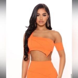 Fashion Nova Orange Crop top & Mini skirt